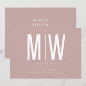 Dusty Rose Lg. Monogram Wedding Save the Date (Vorne/Hinten)