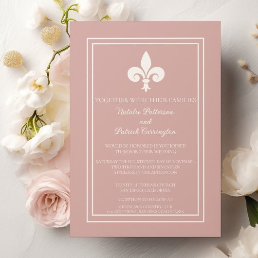 Dusty Rose Lilie Wedding Einladung