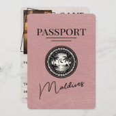 Dusty Rose Maldives Passport Save the Date (Vorne/Hinten)