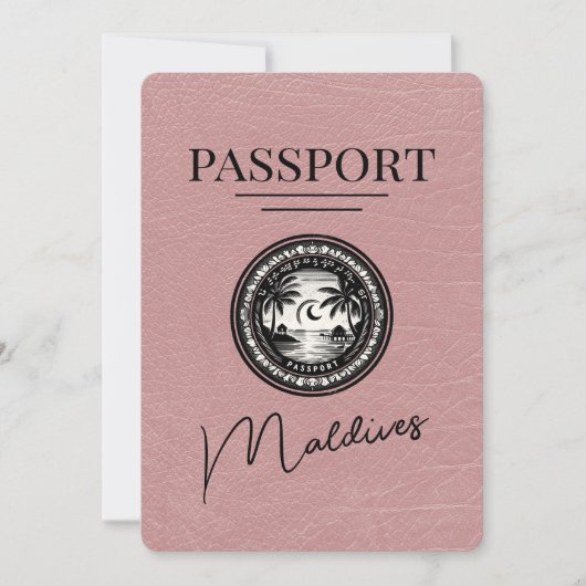 Dusty Rose Maldives Passport Save the Date (Vorderseite)