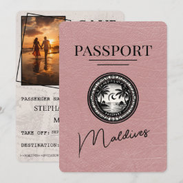 Dusty Rose Maldives Passport Save the Date