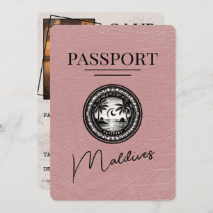 Dusty Rose Maldives Passport Save the Date