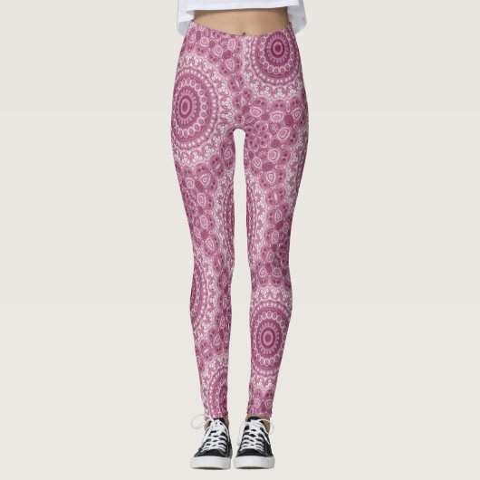 Dusty Rose Mandala Pattern Design Leggings (Vorderseite)