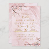 DUSTY ROSE MARBLE GOLD ABSTRAKTE BLUMEN WEDEN EINLADUNG (Vorne/Hinten)