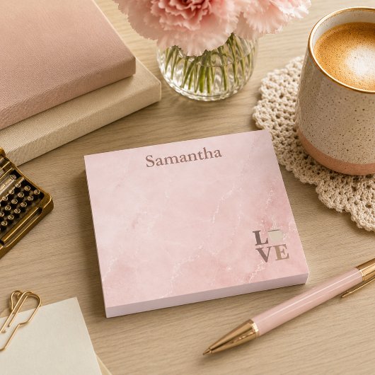 Dusty Rose Marmor Kaffee Liebe   Post-it Klebezettel