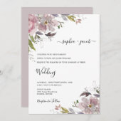 Dusty Rose Mauve Blush Pink Bloral Wedding Einladung (Vorne/Hinten)