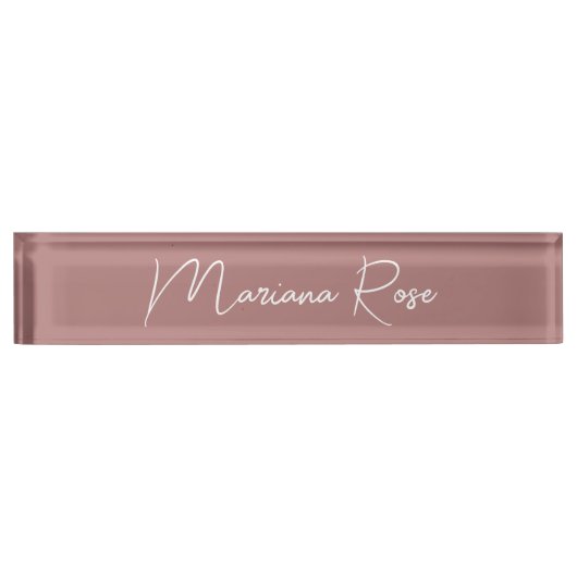 Dusty Rose Mauve Elegant Handgeschriebenes Skript Namensplakette (Vorderseite)