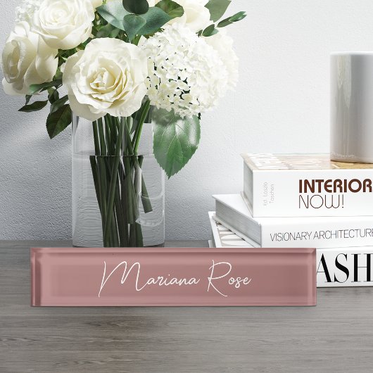 Dusty Rose Mauve Elegant Handgeschriebenes Skript Namensplakette