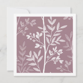 Dusty Rose Mauve Fine Floral Silhouette Art Card Karte