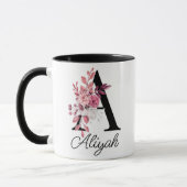 Dusty Rose Mauve Floral Letter A Monogram Tasse (Links)