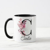 Dusty Rose Mauve Floral Letter C Monogram Tasse (Links)
