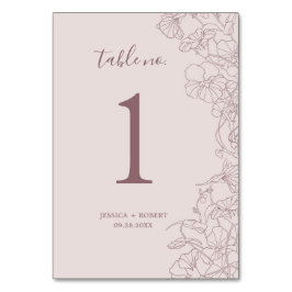 Dusty Rose Mauve Floral Wedding Tischnummer