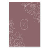 Dusty Rose Mauve Floral Wedding Tischnummer (Rückseite)