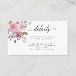 Dusty Rose Mauve Pink Blush Blumenzwiebeldetails Begleitkarte