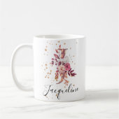 Dusty Rose Mauve Pink Floral Monogram Letter J Kaffeetasse (Links)