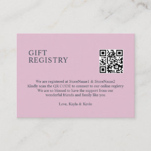 Dusty Rose Mauve QR Code GIFT Registry Begleitkarte