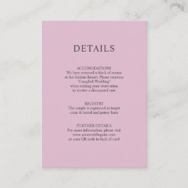 Dusty Rose Mauve QR code Wedding DETAILS Begleitkarte