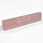 Dusty Rose Mauve Sketched Cursive Script Namensplakette