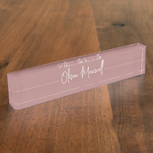 Dusty Rose Mauve Sketched Cursive Script Namensplakette (Seite)