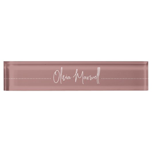 Dusty Rose Mauve Sketched Cursive Script Namensplakette (Vorderseite)