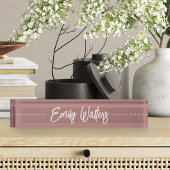 Dusty Rose Mauve Sketched Cursive Script Namensplakette