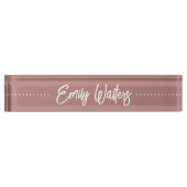 Dusty Rose Mauve Sketched Cursive Script Namensplakette (Vorderseite)