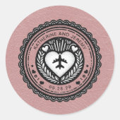 Dusty Rose Mexico Passport Runder Aufkleber (Vorderseite)