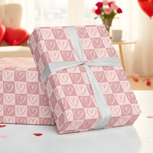 Dusty Rose Minimal Hearts Valentine Gift Geschenkpapier