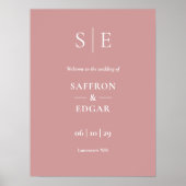 Dusty Rose Minimal Monogram Wedding Welcome Sign Poster (Vorne)