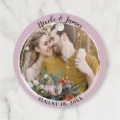 Dusty Rose Minimal Trendy Round Foto Wedding Geschenkanhänger (Rückseite)