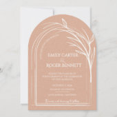 Dusty Rose Minimalist Arch Botanical Wedding Einladung (Vorderseite)