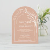 Dusty Rose Minimalist Arch Botanical Wedding Einladung (Stehend Vorderseite)