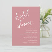 Dusty Rose Minimalist Boho Bridal Shower Einladung (Stehend Vorderseite)