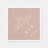 Dusty Rose Minimalistisch Cheers Einfach Mit Monog Serviette (Vorderseite)