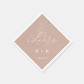 Dusty Rose Minimalistisch Cheers Einfach Mit Monog Serviette (Ecke)