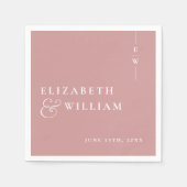 Dusty Rose Minimalistisch Elegant Monogram Wedding Serviette (Vorderseite)