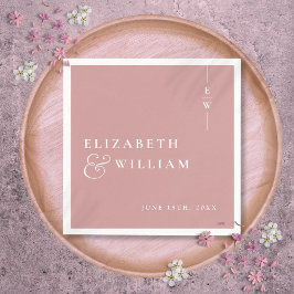 Dusty Rose Minimalistisch Elegant Monogram Wedding Serviette