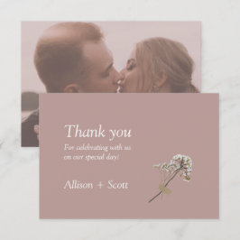 Dusty Rose Minimalistisch Elegante Hand Press Flor Dankeskarte