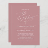 Dusty Rose Minimalistisch Hochzeitseinladung Einladung (Vorne/Hinten)