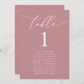 Dusty Rose Minimalistisch Hochzeitssesseln Tischnu Einladung (Vorne/Hinten)