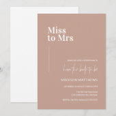 Dusty Rose Minimalistisch Miss an Mrs. Brautparty Einladung (Vorne/Hinten)