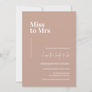  Dusty Rose Minimalistisch Miss an Mrs. Brautparty Einladung