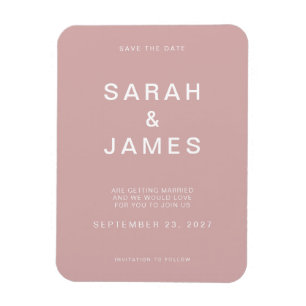 Dusty Rose Minimalistisch Moderne Hochzeit retten  Magnet