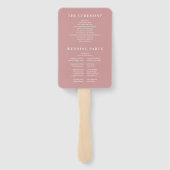 Dusty Rose Minimalistisch Monogram Wedding Program Fächer (Rückseite)