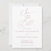 Dusty Rose Minimalistisch Save the Date Einladung (Vorderseite)