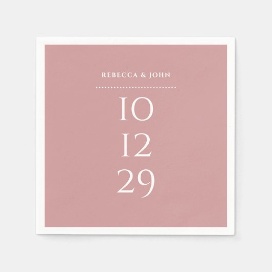 Dusty Rose Minimalistisch Special Date Hochzeit Serviette (Vorderseite)