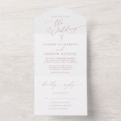 Dusty Rose Minimalistisch Wedding All In One Einladung (Innen Boden)