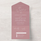 Dusty Rose Minimalistisch Wedding All In One Einladung (Innen Boden)