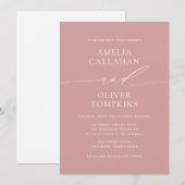 Dusty Rose Minimalistisch Wedding Einladung (Vorne/Hinten)