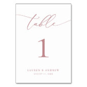 Dusty Rose Minimalistisch Wedding | Event Custom T Tischnummer (Rückseite)
